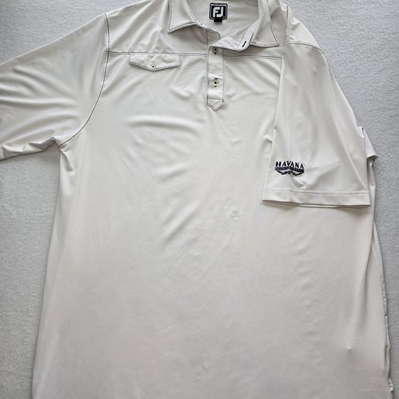 FootJoy Havana Country Club Golf Polo Shirt Mens L White Contrast Stitch Pocket - Picture 5 of 11